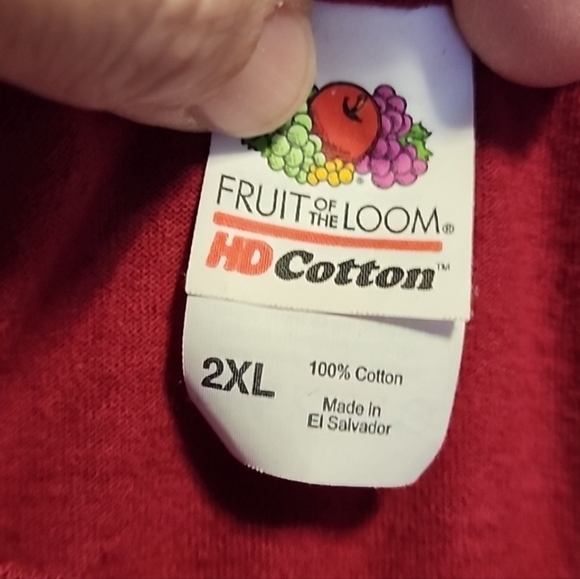 Fruit of the Loom Red Cotton T-Shirt 2XL - Picture 2 of 3